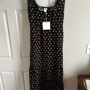 Cynthia Rowley Black Maxi Dress with Gold Dots